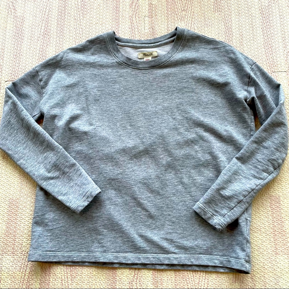 MADEWELL Grey Crew Sweatshirt, 100% Cotton, XXS
